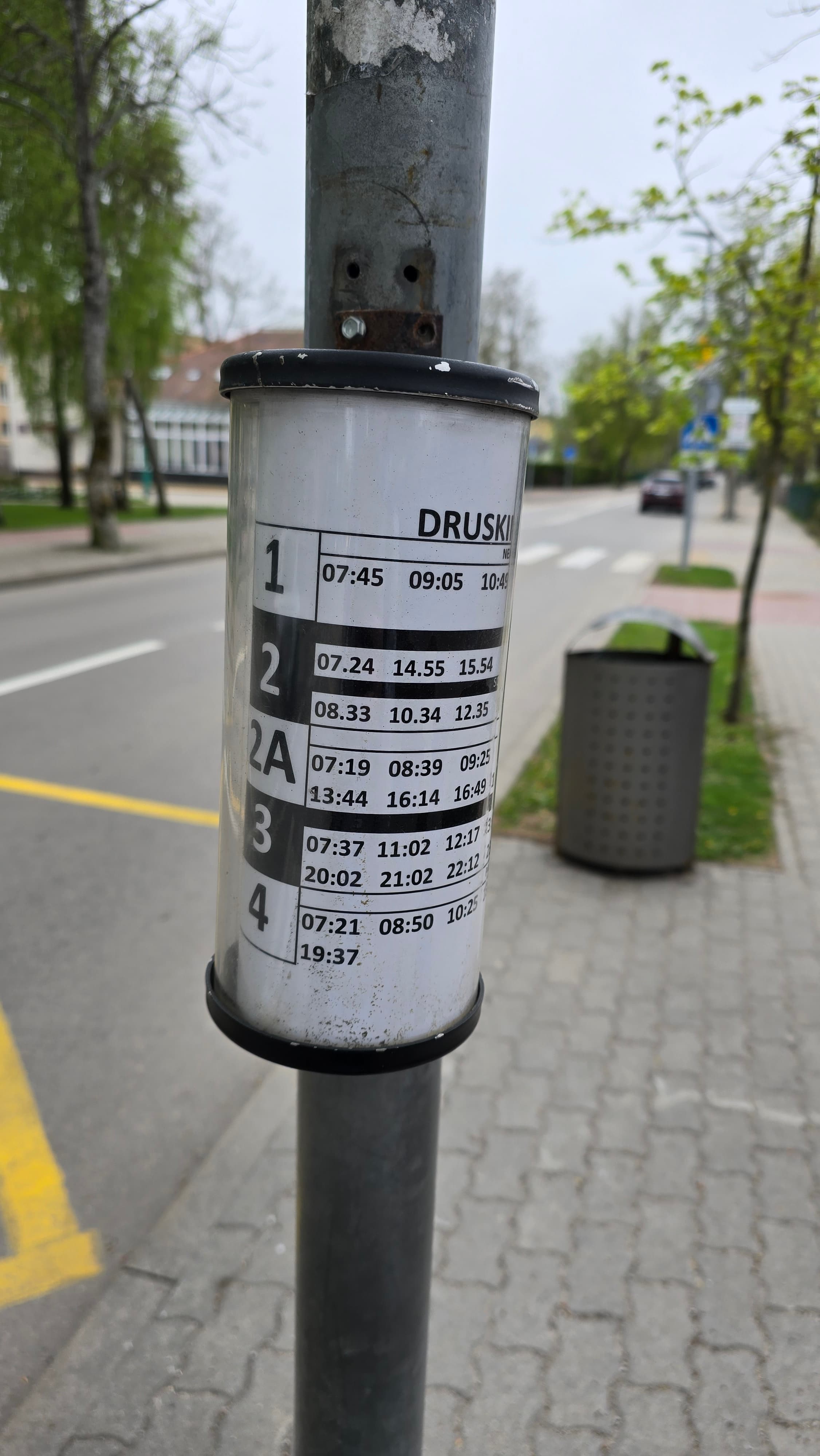 Bus timetable at Druskininkai stop